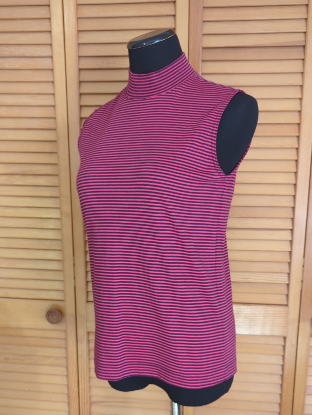 Vintage Lands' End Striped Sleeveless Turtleneck New With Tag Cotton Shirt 1990s